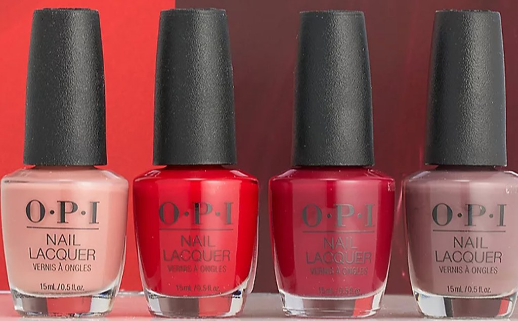 OPI red nails lined up