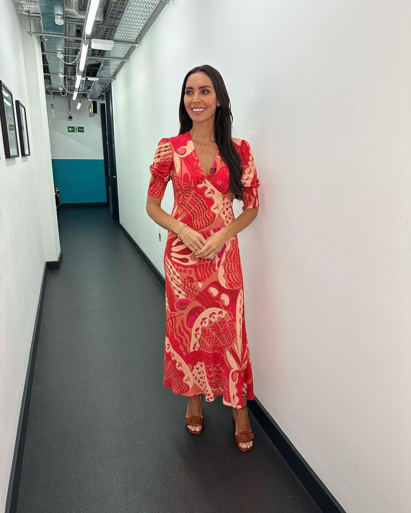 Christine Lampard was the vision of summer in a hand-painted butterfly print dress from Rixo