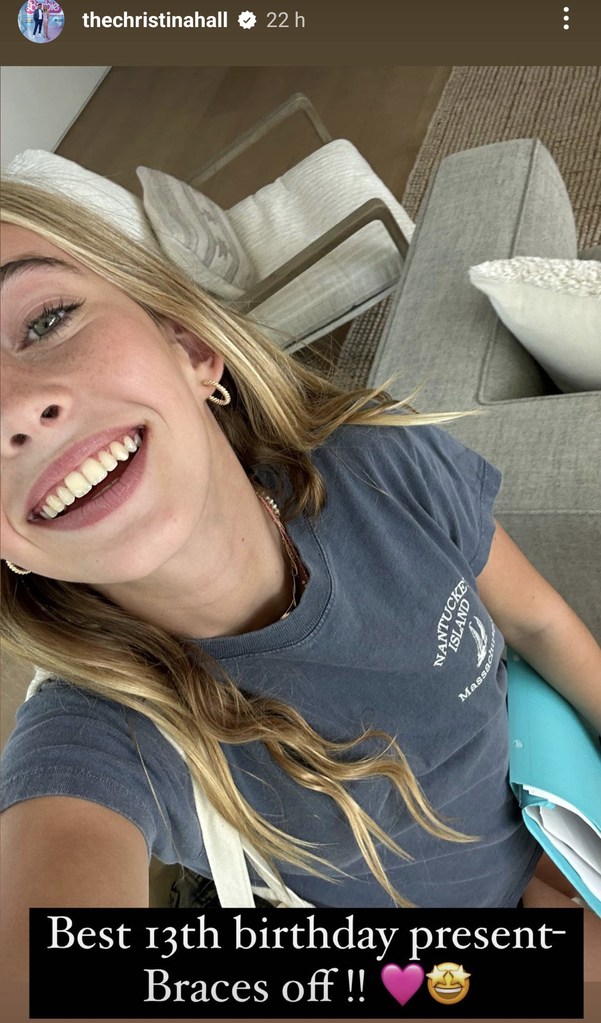 Christina Hall's daughter Taylor got to take her braces off on her 13th birthday