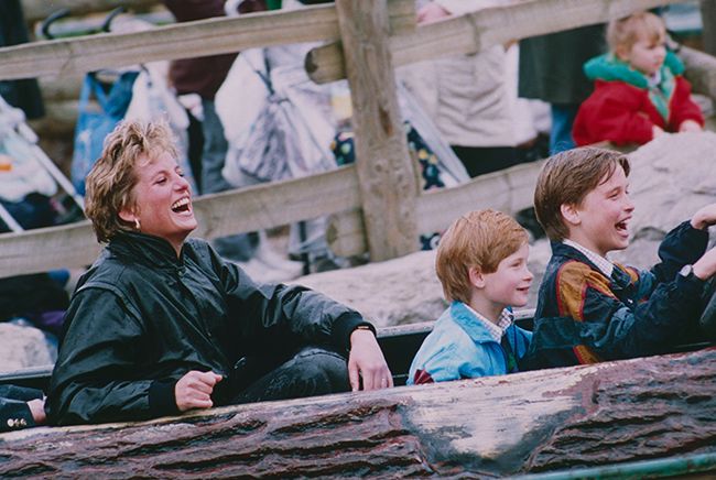 princess diana with harry and william at thorpe park