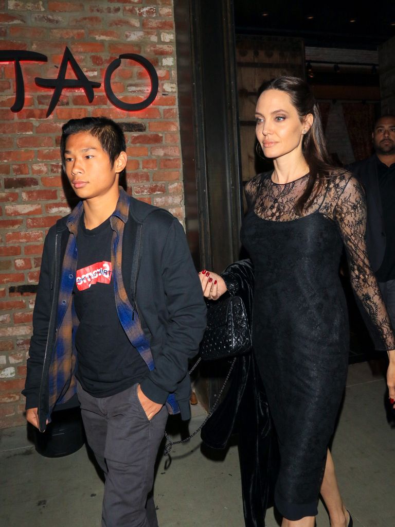 Angelina Jolie and her son Pax Jolie-Pitt in Los Angeles, California.