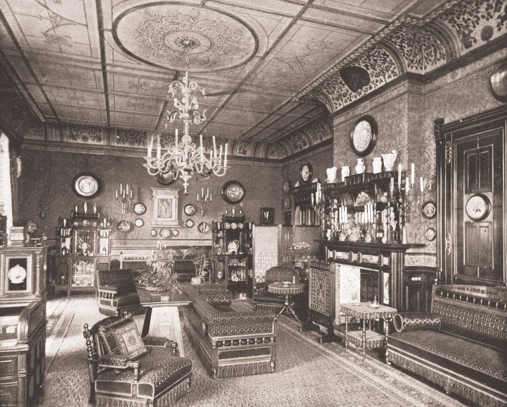 A black-and-white photo of the interior of the Morning Room
