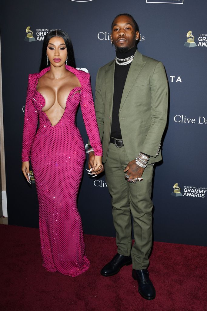 BEVERLY HILLS, CALIFORNIA - JANUARY 25: (EDITOR'S NOTE: Image contains partial nudity.) Cardi B and Offset attend the Pre-GRAMMY Gala and GRAMMY Salute to Industry Icons Honoring Sean "Diddy" Combs on January 25, 2020 in Beverly Hills, California. (Photo by Jon Kopaloff/Getty Images)