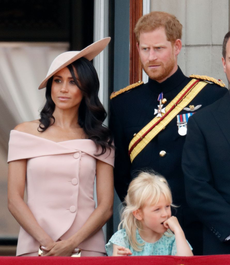 Harry and Meghan on the palace balcony during Trooping the Colour 2018