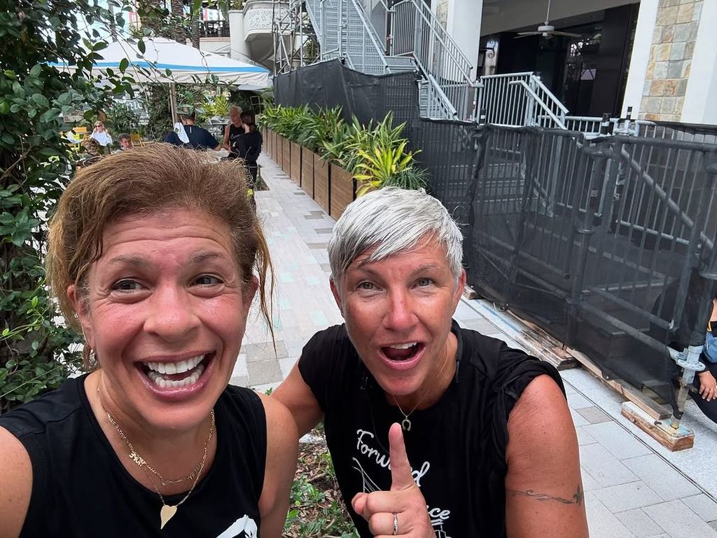 Hoda posed with her spin class instructor after a workout 