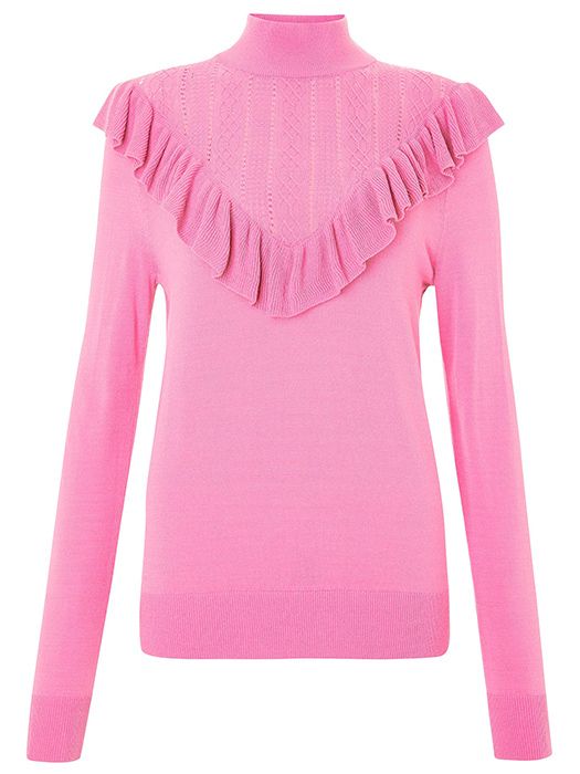 pink ruffle jumper holly willoughby