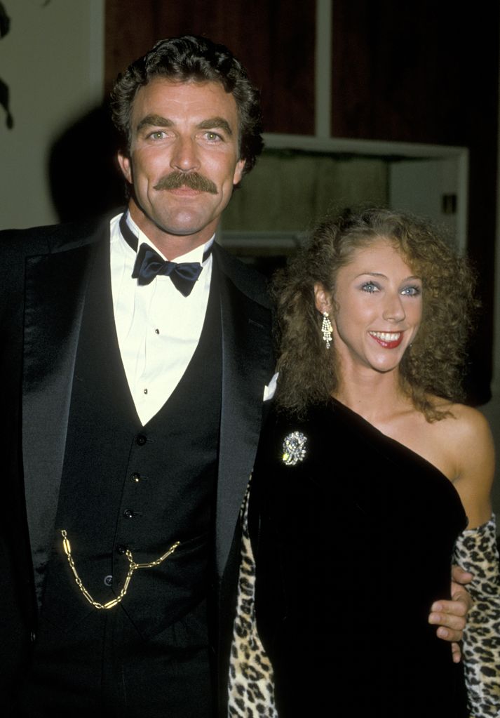 Tom Selleck and Jillie Mack during 41st Annual Golden Globe Awards at The Beverly Hilton Hotel in Beverly Hills, California, United States. (Photo by Ron Galella/Ron Galella Collection via Getty Images)