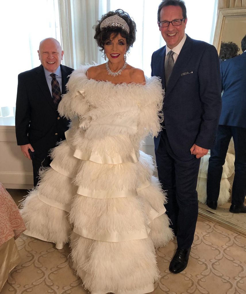 A BTS photo of Joan Collins at the Met Ball in 2019