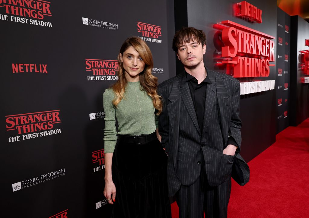 NEW YORK, NEW YORK - APRIL 22: (L-R) Natalia Dyer and Charlie Heaton attend Stranger Things: The First Shadow - Broadway Opening Night at Marquis Theatre on April 22, 2025 in New York City. (Photo by Jamie McCarthy/Getty Images for Netflix)