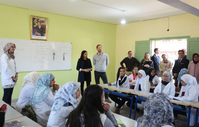 meghan harry school visit morocco class