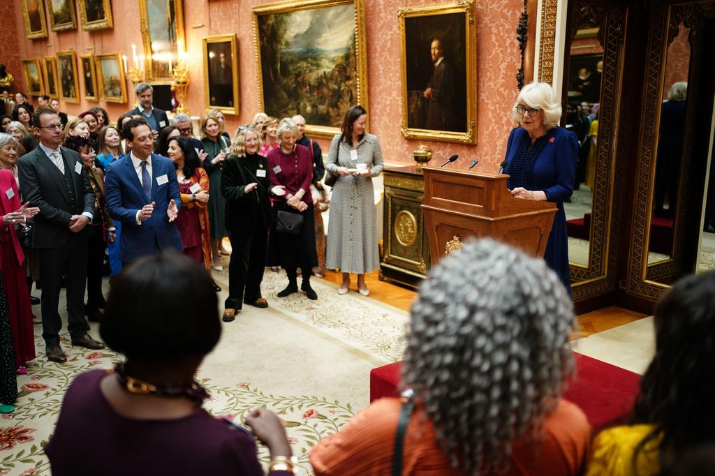 queen camilla delivering a speech