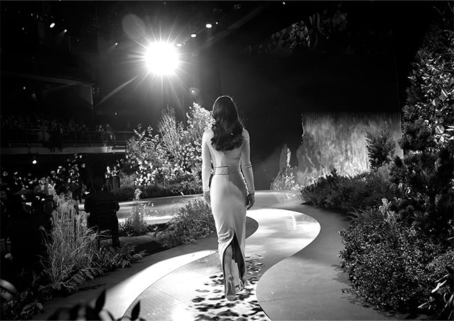 Kate Middleton photographed from behind as she walks to the stage of the Earthshot Awards