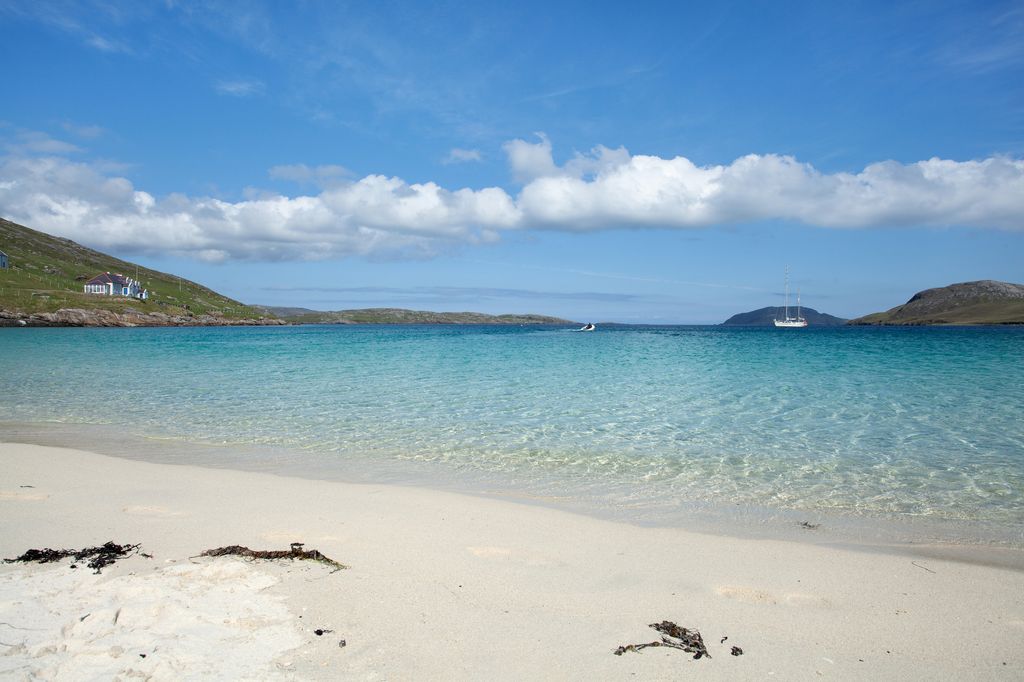 Sandy beach and turquoise sea on the Isle of Vatersay, Outer Hebrides, Scotland