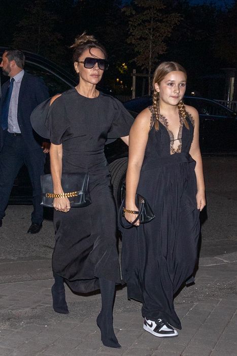 victoria beckham and harper beckham wearing black