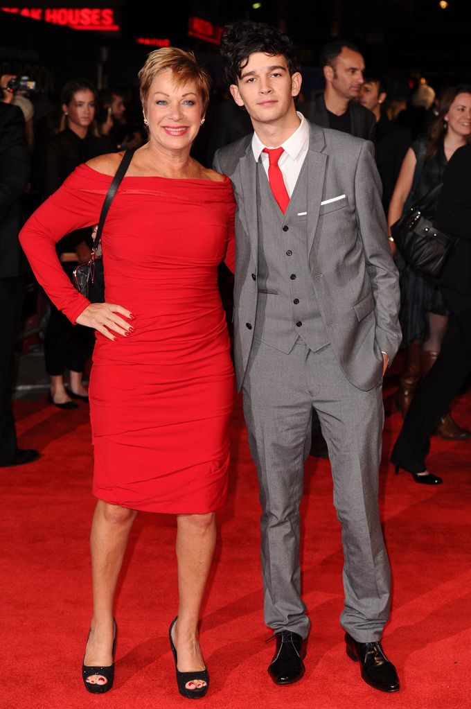 Denise Welch and Matty Healy on the red carpet