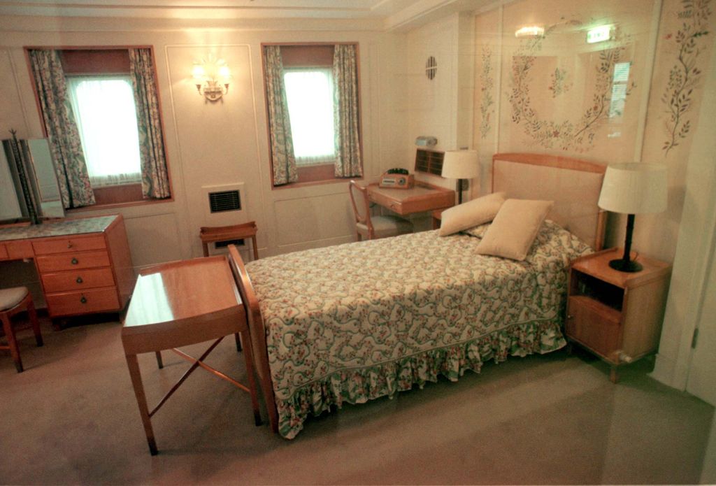 A view of the Queen's bedroom which is on public display on the former royal yacht Britannia 
