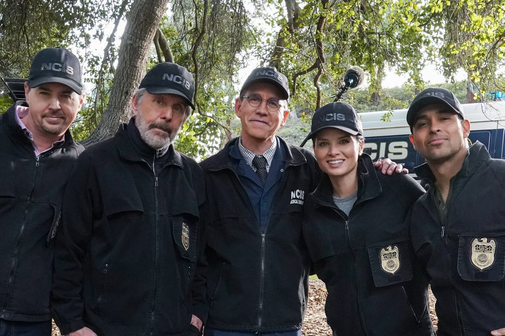 Sean Murray, Gary Cole, Brian Dietzen, Katrina Law, and Wilmer Valderrama filming NCIS