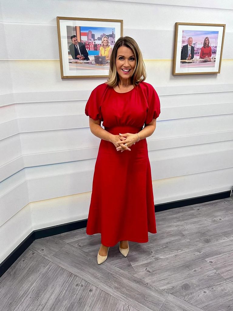 Susanna Reid wearing red midi dress