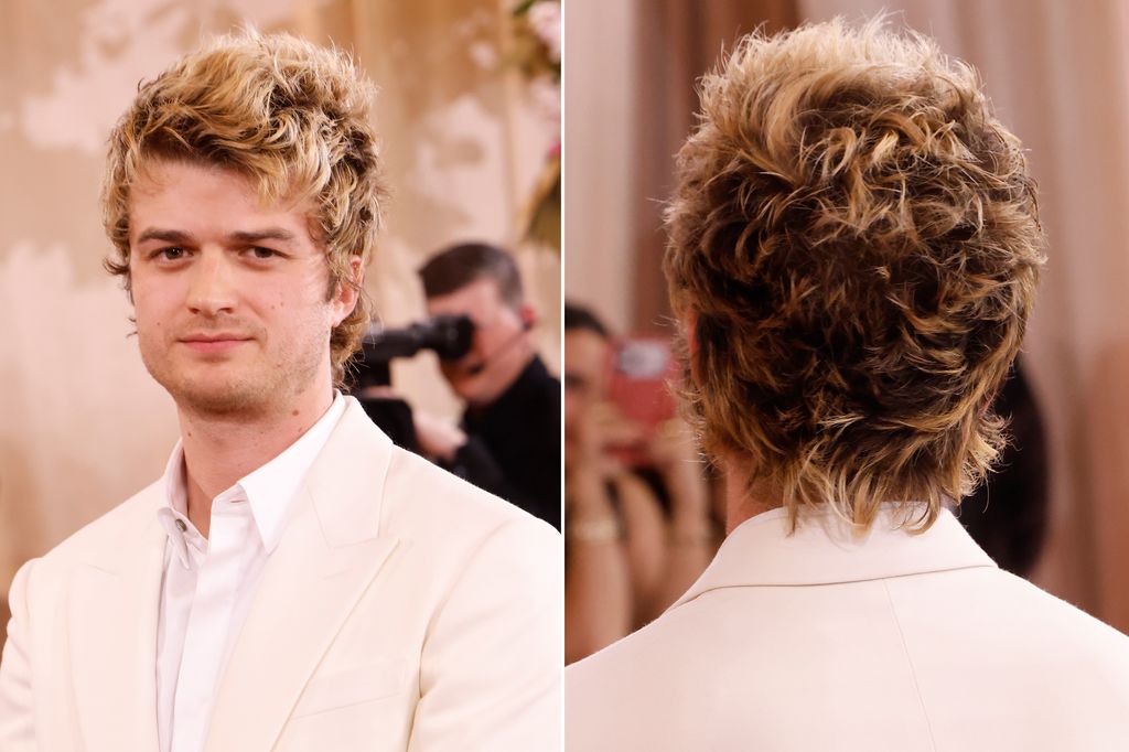 Joe Keery with a baby mullet at the 83rd annual Golden Globe Awards
