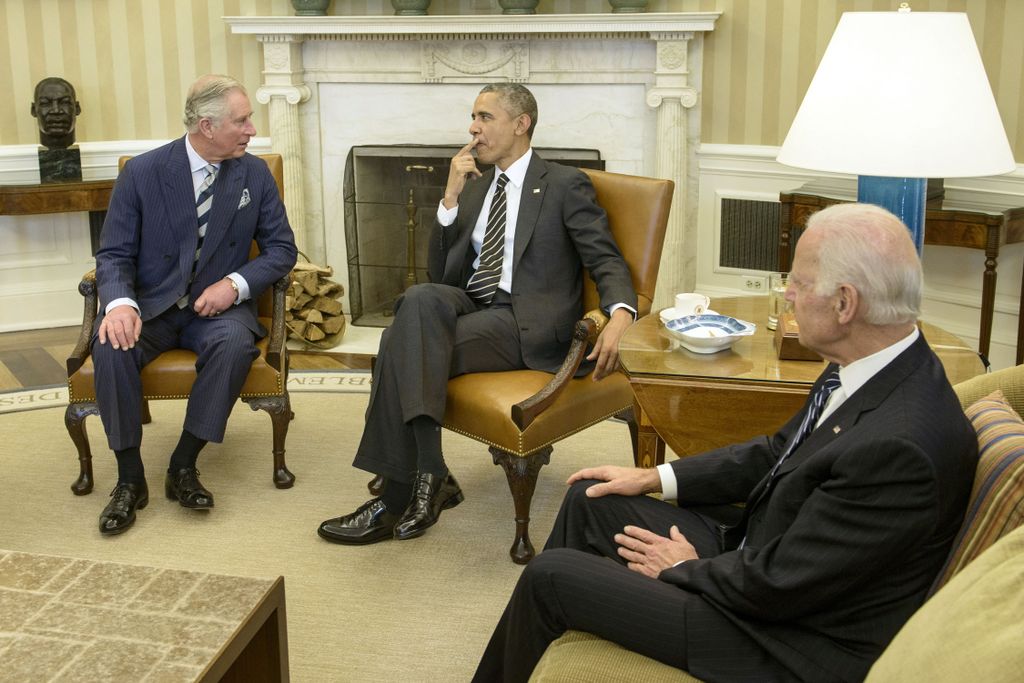 Barack Obama (C) and Joe Biden (R) with King Charles in2015