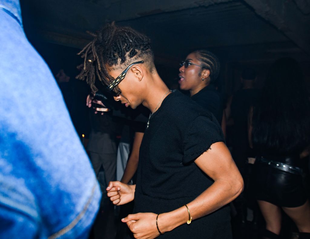 Jaden Smith side profile in a black tshirt