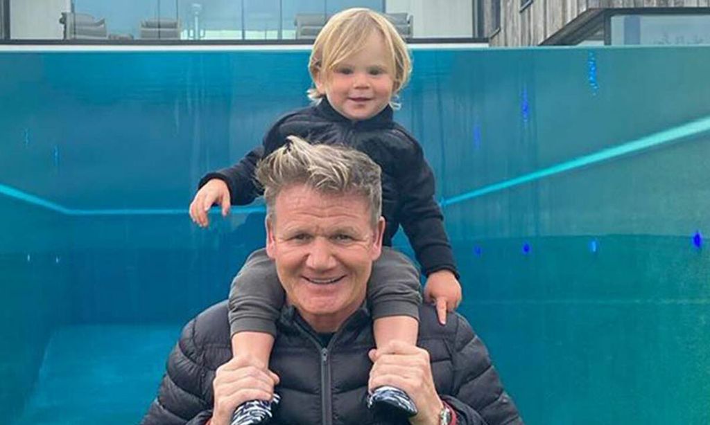 Gordon Ramsay with son Oscar on his shoulder
