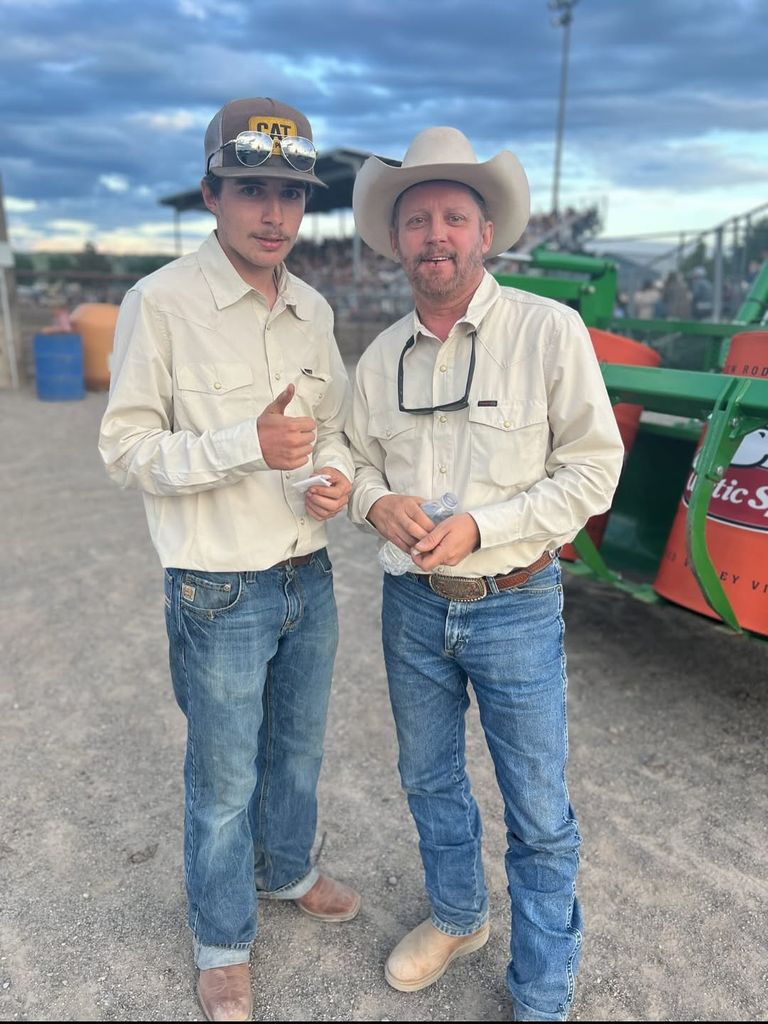 Brandon Blackstock and his son Seth Blackstock pose for a photo near a tractor, shared on Instagram