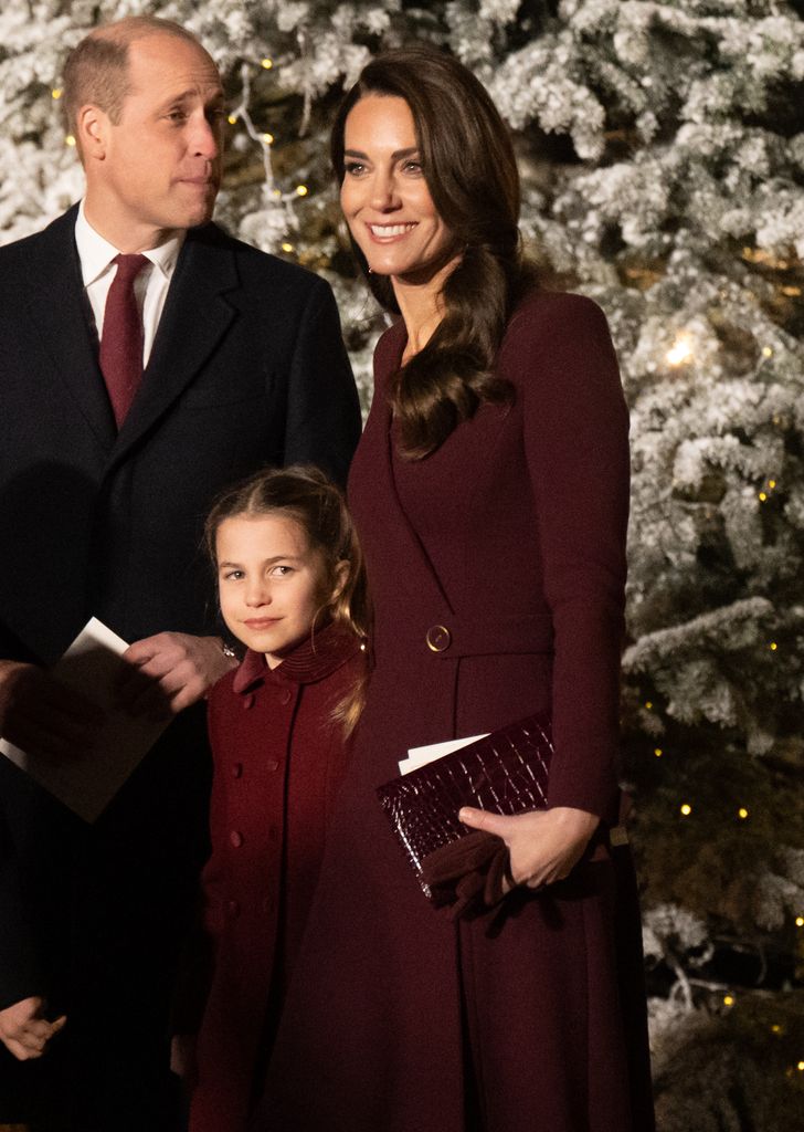 Kate Middleton and Princess Charlotte wore matching burgundy coats for the 'Together at Christmas' carol service in December 2022