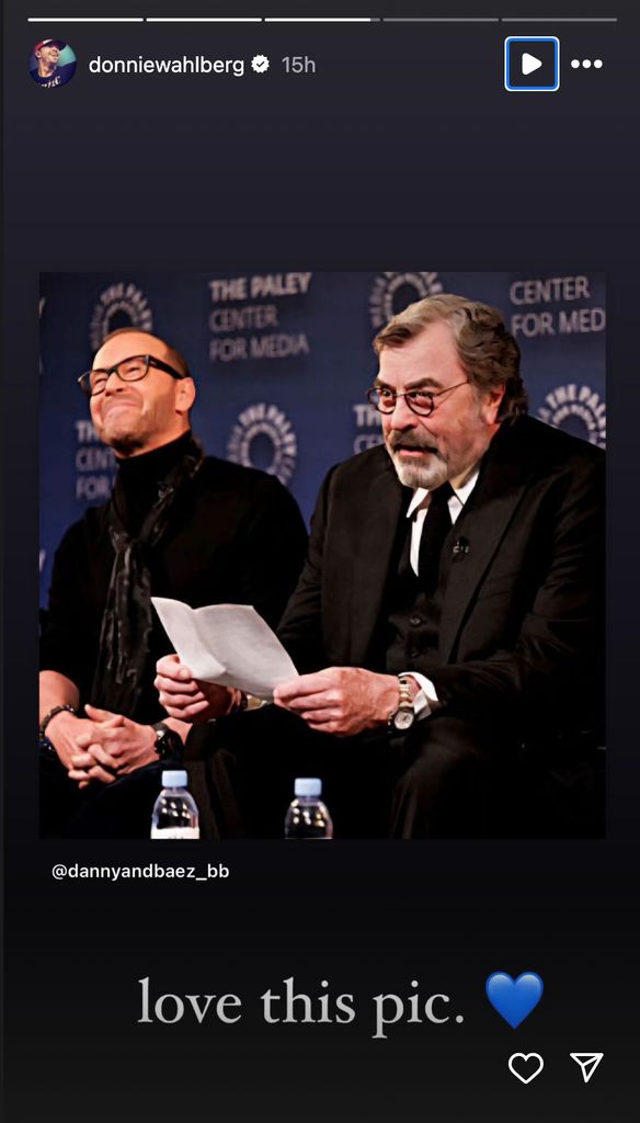 Donnie Wahlberg shared a photo from his PaleyFest reunion with Tom Selleck