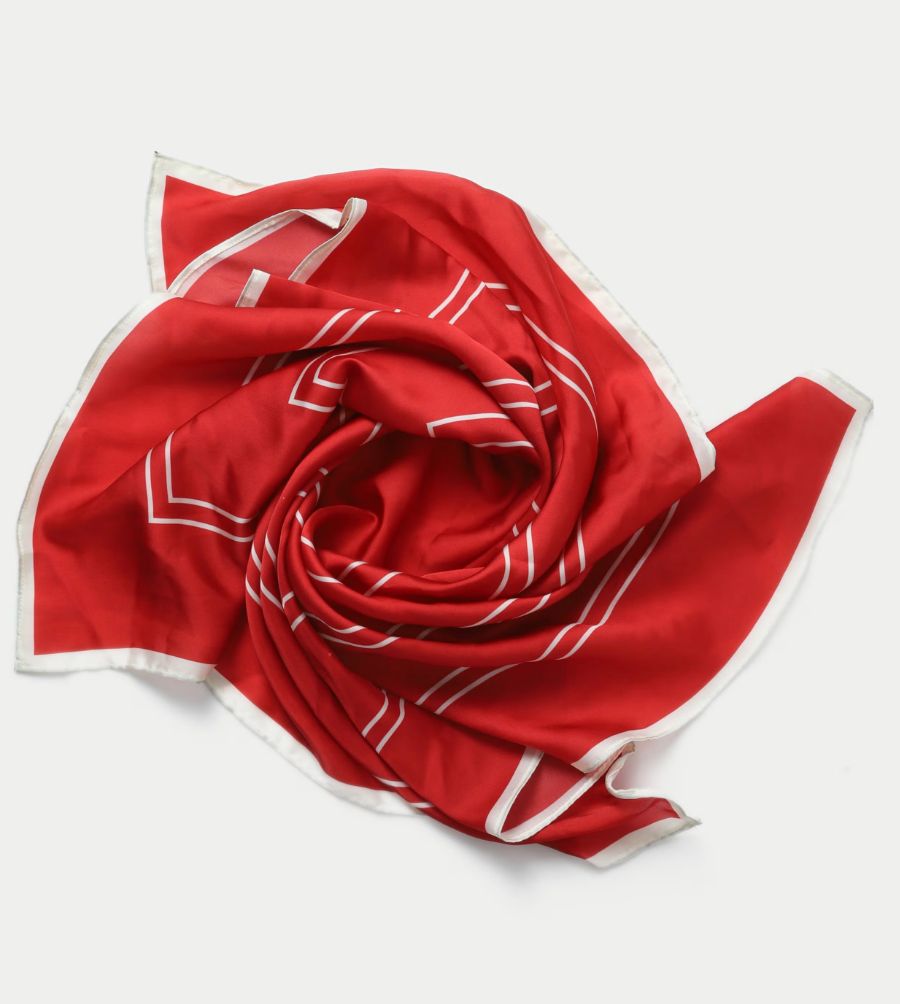 M&S Red and White Stripe Scarf