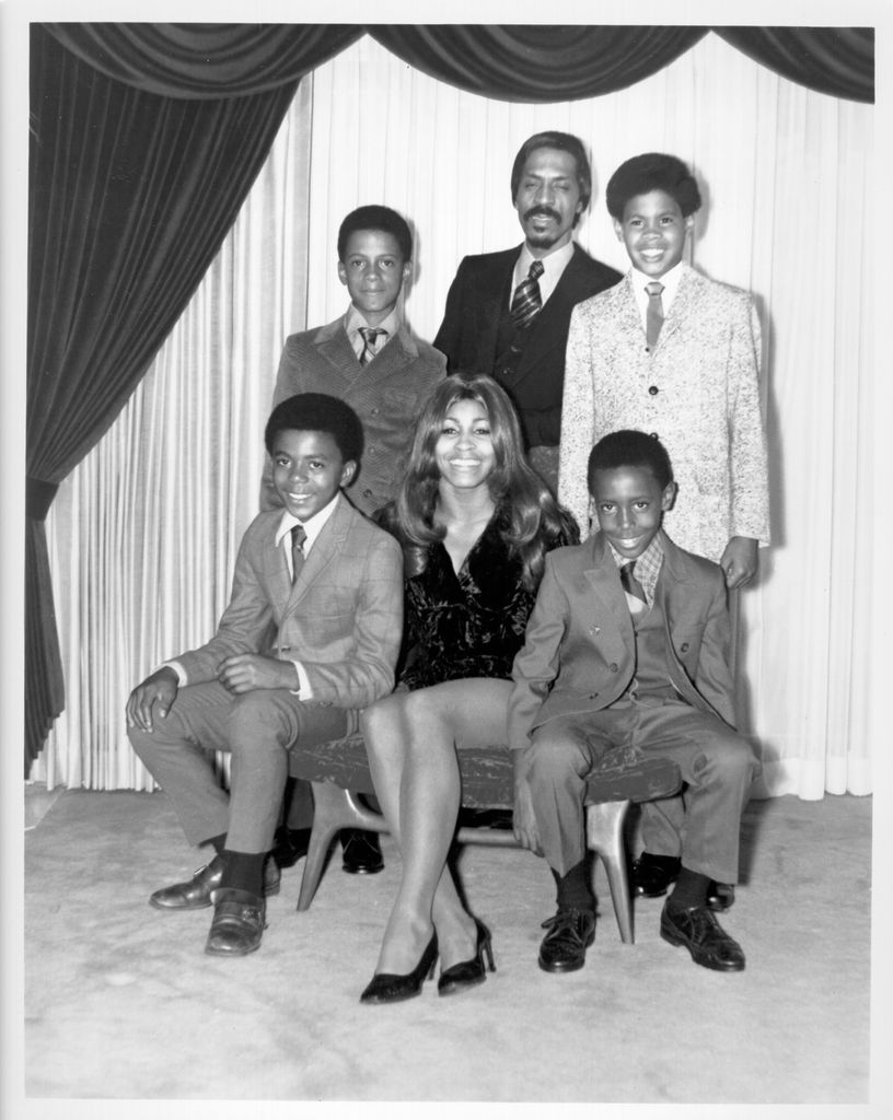Ike & Tina Turner pose for a portrait with their son and step-sons in circa 1972. Clockwise from bottom left: Michael Turner (Son of Ike & Lorraine Taylor), Ike Turner, Jr. (Son of Ike & Lorraine Taylor), Ike Turner, Craig Hill (Son of Tina & Raymond Hill), Ronnie Turner (Son of Ike & Tina), 1972