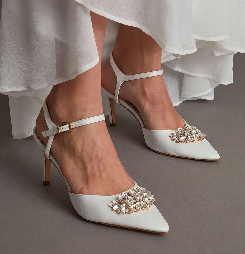 Monsoon wedding shoes Two-part diamante trim bridal shoes ivory