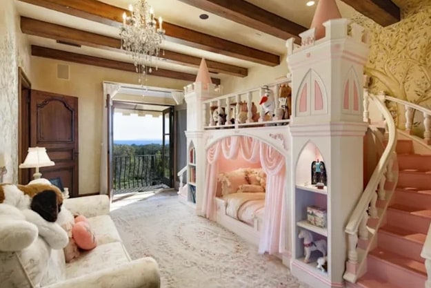 princess bedroom with castle bed