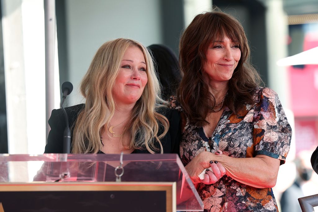 Christina Applegate and Katey Sagal onstage during the Hollywood Walk of Fame Ceremony honoring Christina Applegate