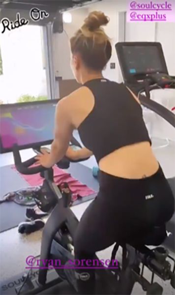 kaley cuoco soulcycle exercise bike rear