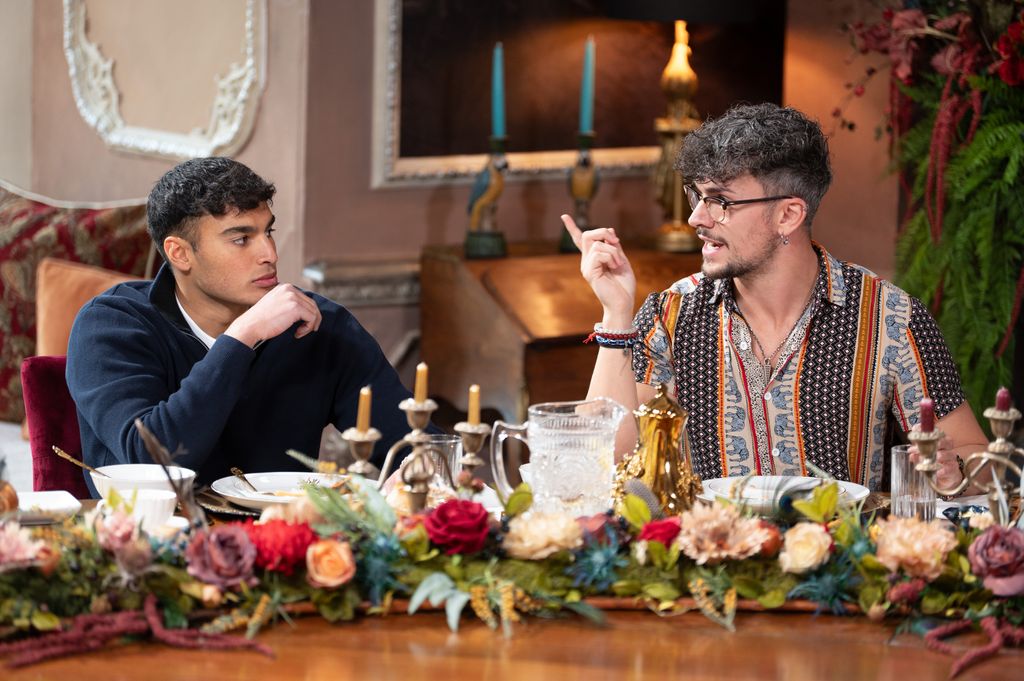 Faraaz and Jack speaking at a breakfast table
