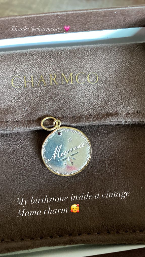 Hilary Swank's engraved 'Mama' charm for her first Mother's Day