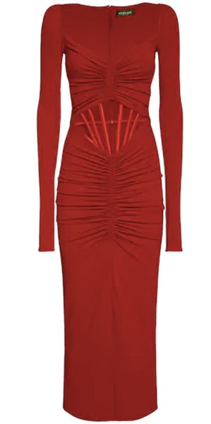 Versace red jersey dress
