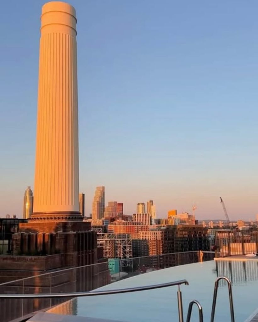 rooftop view looking over battersea power station