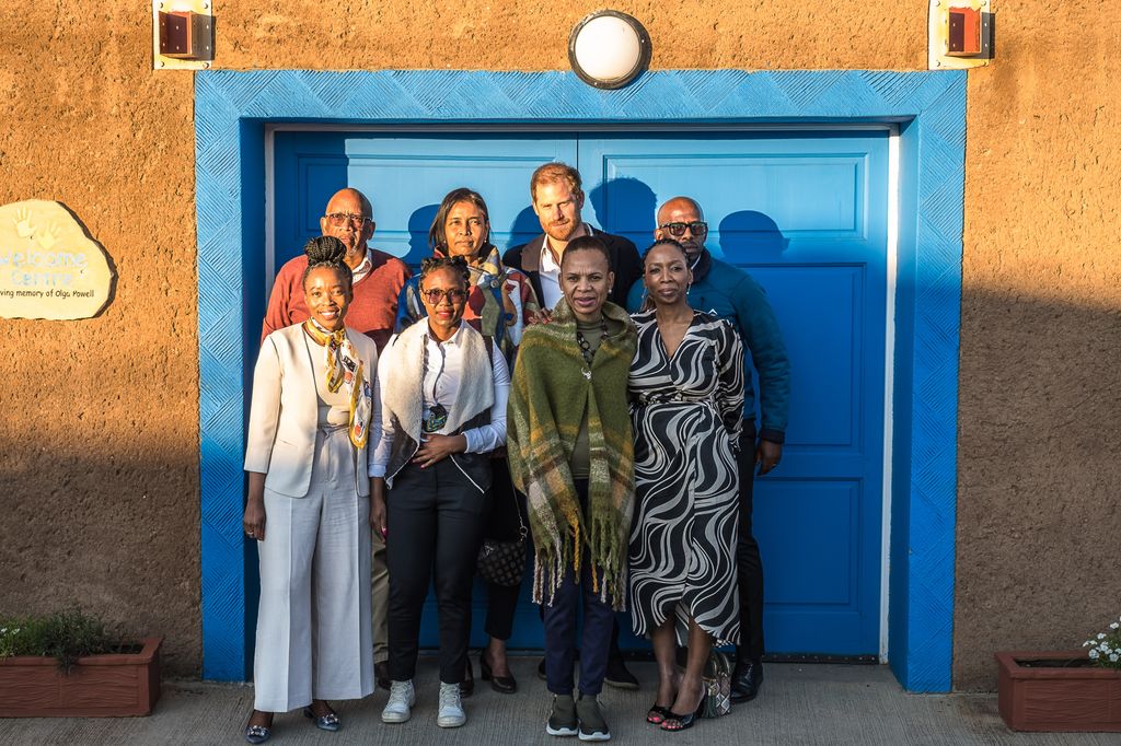 Top left to right, Prince Seeiso of Lesotho, Carmel Gaillard, Prince Harry, Duke of Sussex, and Moraoetsi Rakuone, and bottom left to right, Ntoli Moletsane, Matseliso Mosoeu, K.T Montshiwa, and Dr. Sophie Chandauka, MBE, Sentebale Chair