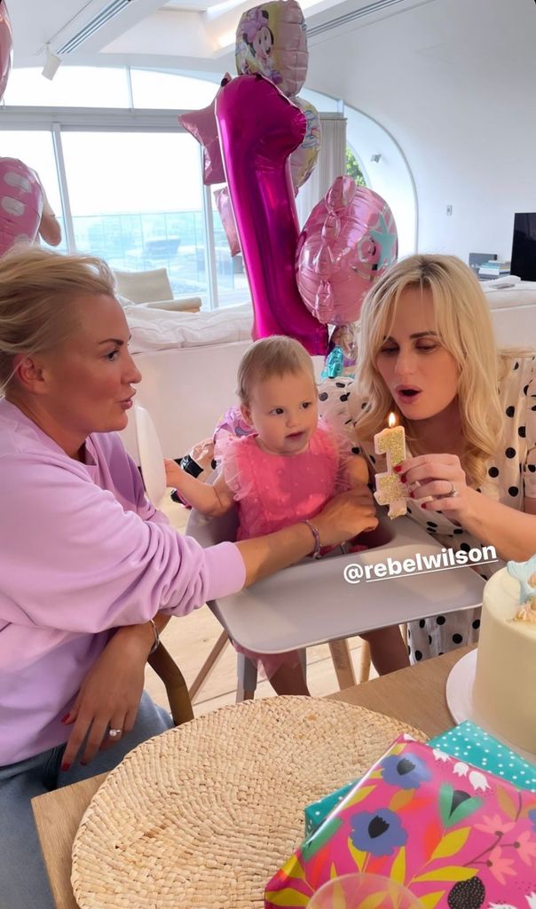 Photo posted by Ramona Agruma on Instagram Stories November 2023 of her and fiancée Rebel Wilson celebrating their daughter Royce Lillian's first birthday