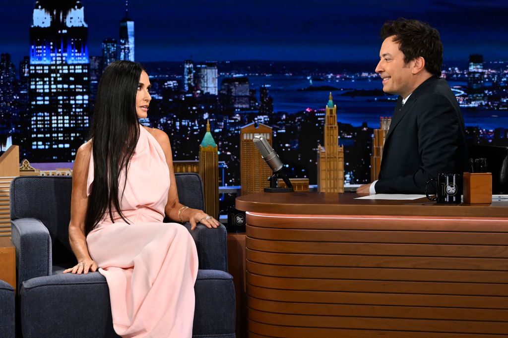 Demi Moore during an interview with host Jimmy Fallon 