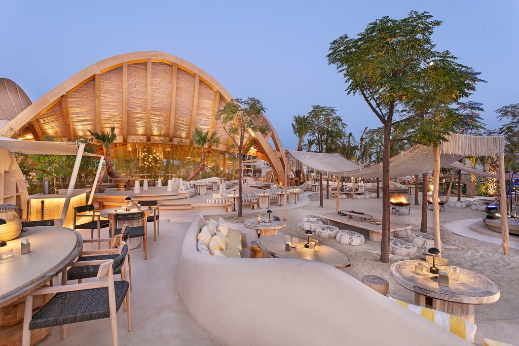 We loved the beach club at sunset