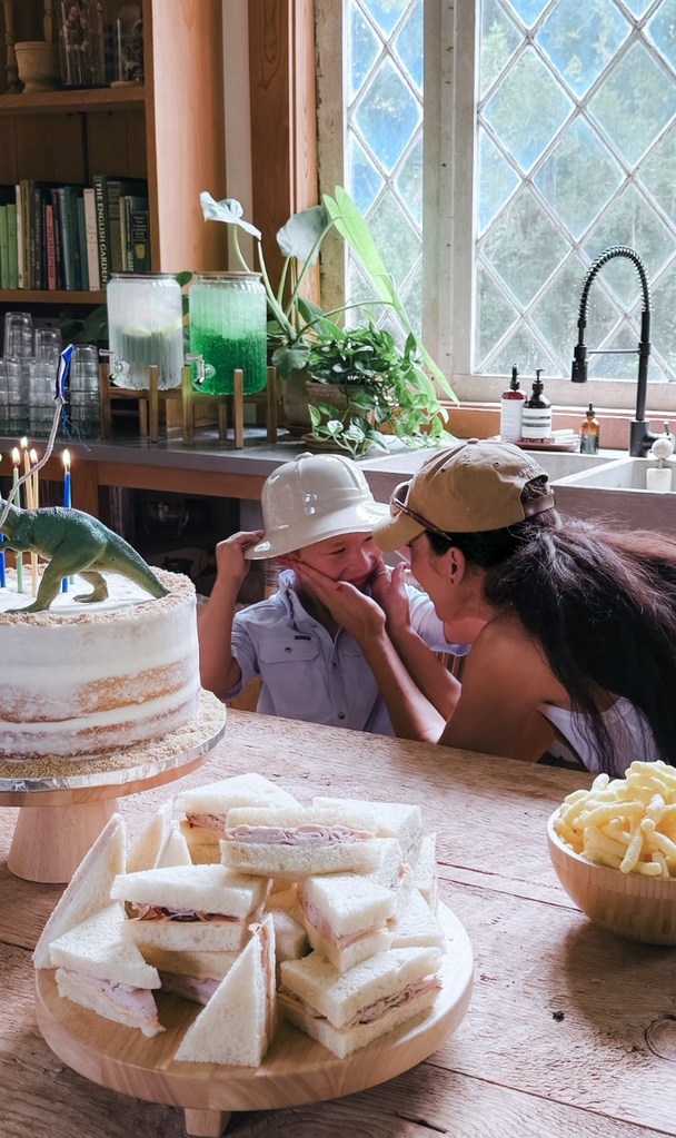 Still from a video shared by Joanna Gaines on Instagram June 22, 2024 of her son Crew's dinosaur-themed sixth birthday party