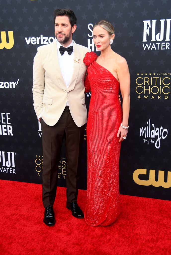 John Krasinski and Emily Blunt attends the 29th Annual Critics Choice Awards at Barker Hangar on January 14, 2024 in Santa Monica, California