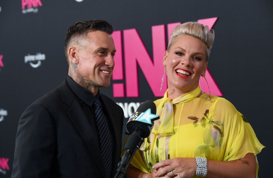 Pink and Carey smiling together