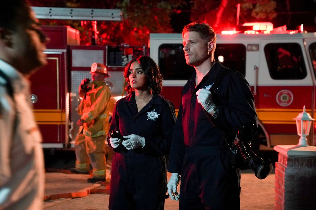 Mandeep Dhillon and Matt Lauria star as Allie Rajan and Josh Folsom in CSI Vegas