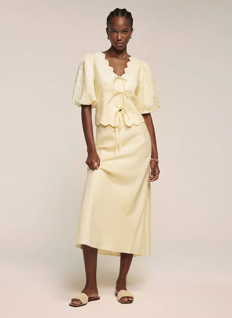 Mint Velvet Linen Tie Front Top & Skirt