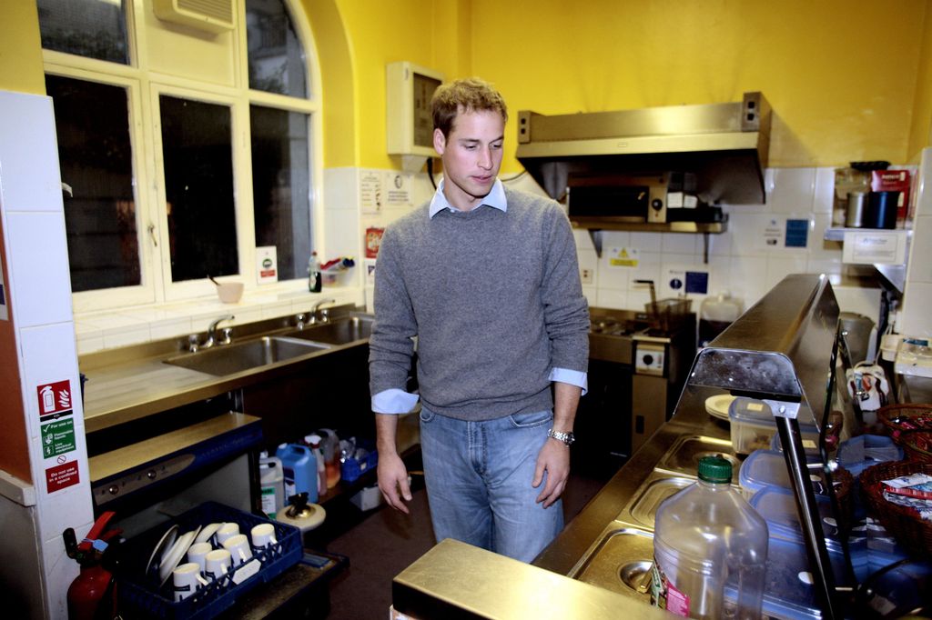 Prince William in hostel kitchen in 2006 