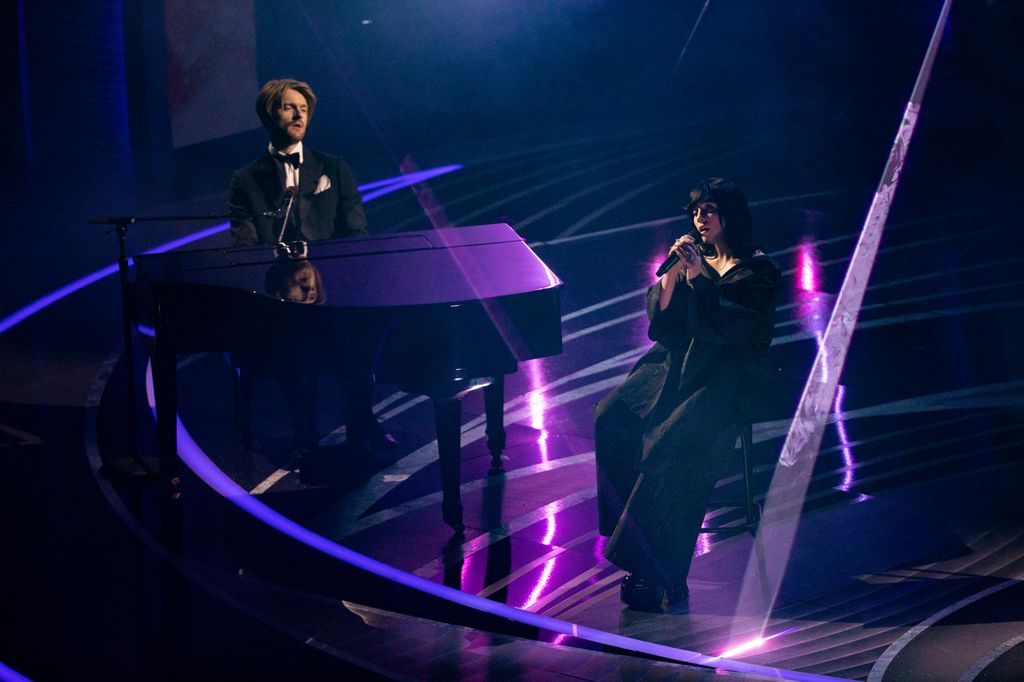 Finneas Baird O'Connell and Billie Eilish perform at the 94th Academy Awards held at Dolby Theatre at the Hollywood & Highland Center on March 27th, 2022 in Los Angeles, California.